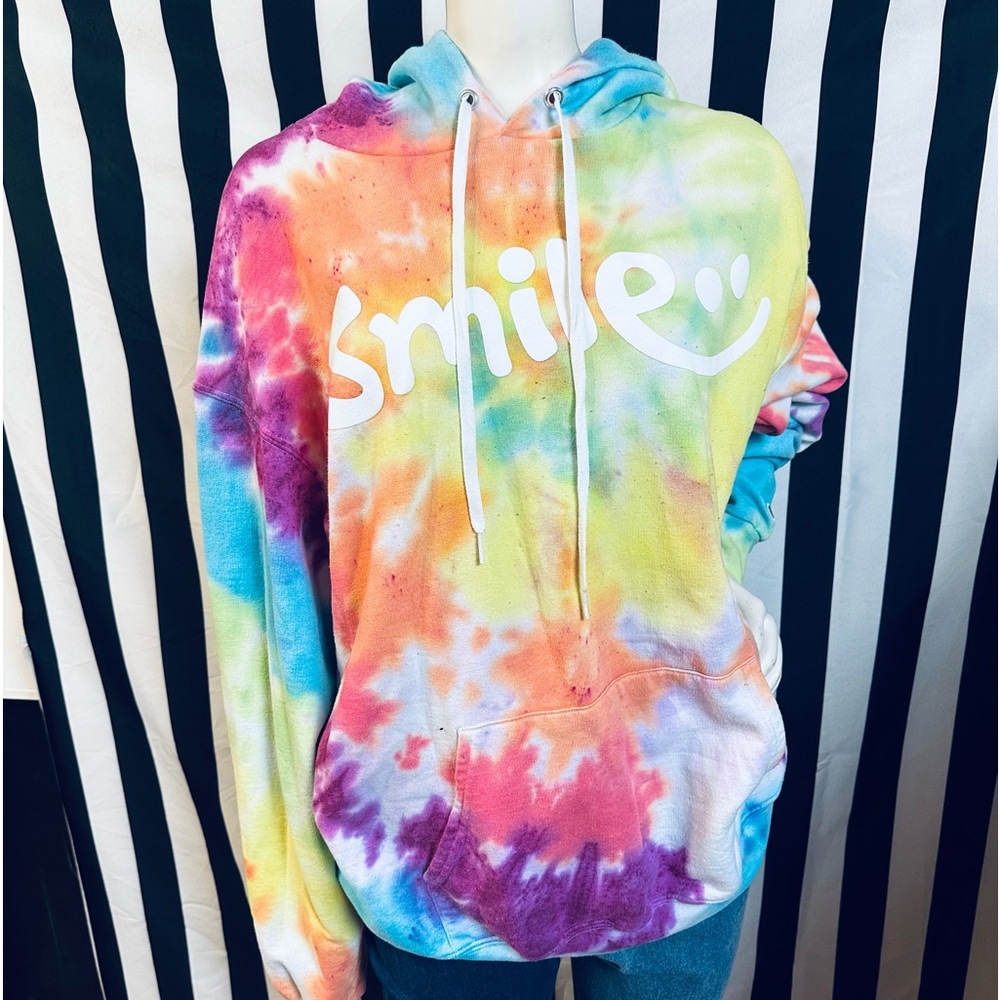 “Smile” Tie Dye Hoodie Sweatshirt - Champion Eco Athletic